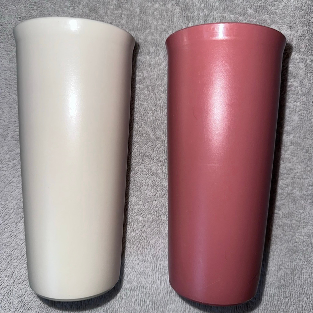 Vintage Tupperware Tumblers Drinking Glasses Set of 2 Rose and White 115-7/8